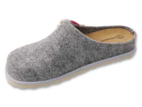 Szare-kapcie-damskie-Befado-Home--Go-z-filcowa-cholewka-i-ozdobnym-kwiatem ŽENSKI COPATI IZ FILCA Z USNJENIM VLOŽKOM BEFADO HOME & GO